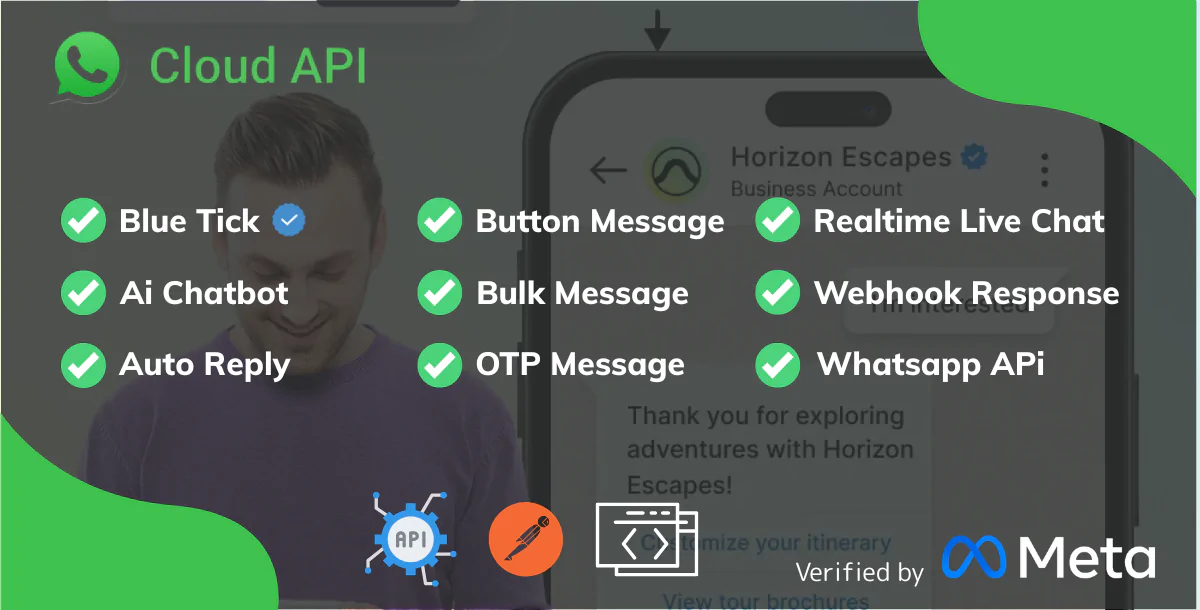 WhatsApp Cloud API Chatbot System – Business CRM, Auto Replies, OTP, Payments & Broadcast Tool